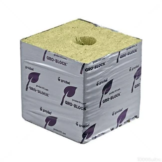 HUGOBOX48 - GRODAN - HUGO ROCK WOOL CUBES WITH HOLE BOX OF 48pcs | 15x15x15h cm