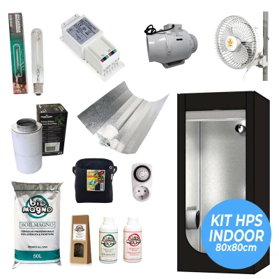 K0025 - KIT COLTIVAZIONE HPS INDOOR | 80x80x180h cm - SYLVANIA GROLUX | 250W