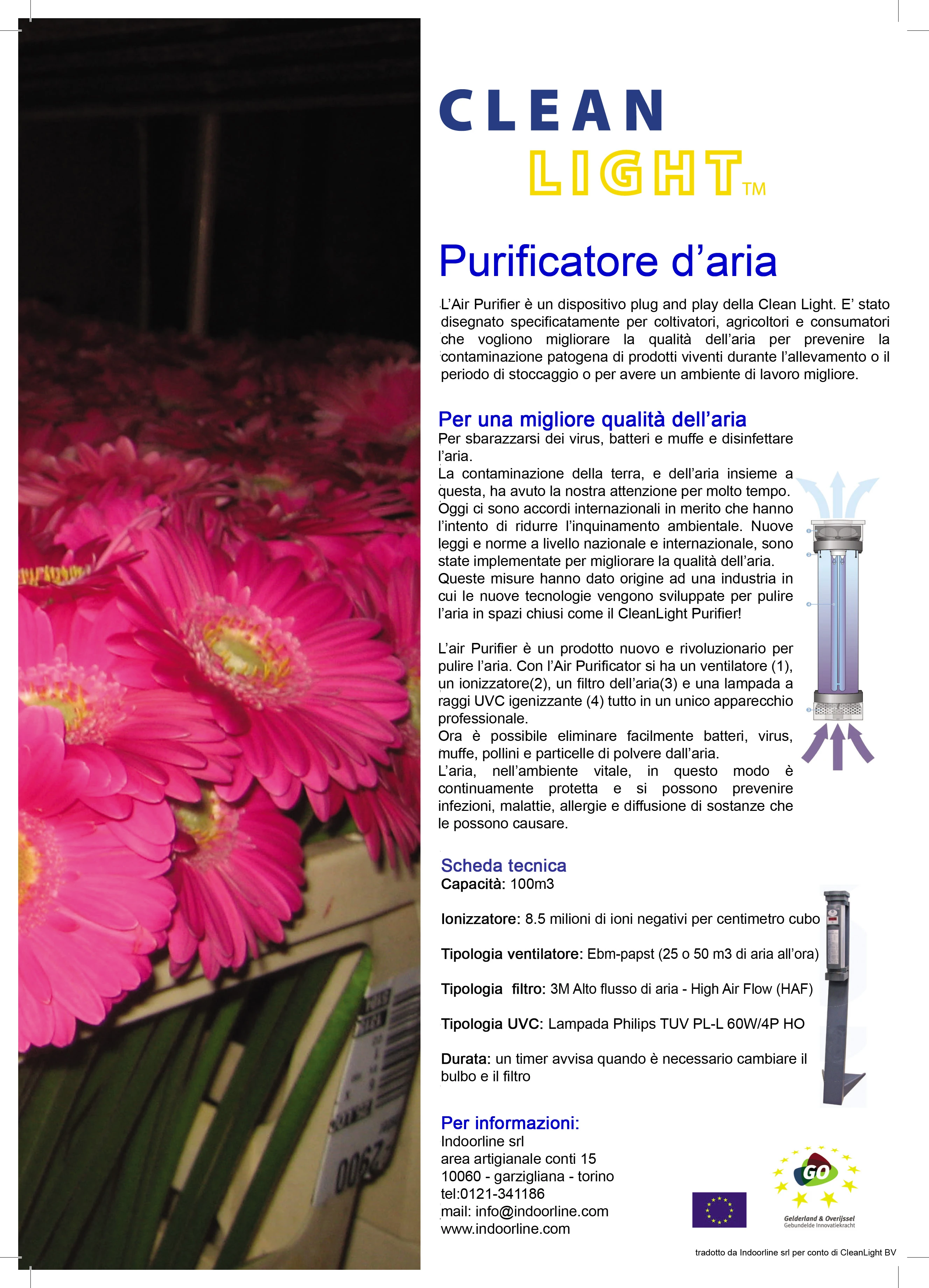 P100100 - LAMPE UVC DE REMPLACEMENT POUR PURIFICATEUR D'AIR CLEANLIGHT 60W