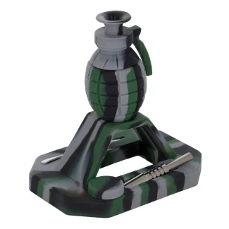 QNUBU - NECTAR COLLECTOR KIT "GRENADE" IN SILICONE CON PUNTA IN TITANIO | COLLECTOR WITH TITANIUM TIP 16 CM