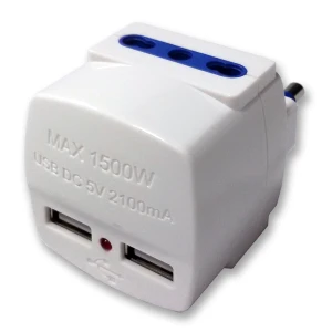 5691 - ADAPTATEUR 2 PRISES ITA 16A PLUS 2 USB 5V 2.1A