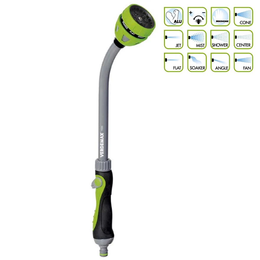 V009530 - VERDEMAX - DUSCHLANZE MIT 9 VERSCHIEDENEN DÜSEN UND ERGONOMISCHER IMPUGUATURA SCHNELLKUPPLUNGSVERBINDUNG