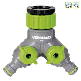 V009461 - VERDEMAX - TAP CONNECTOR WITH 2 OUTLETS AND 3/4" AND 1" THREAD CONNECTIONS