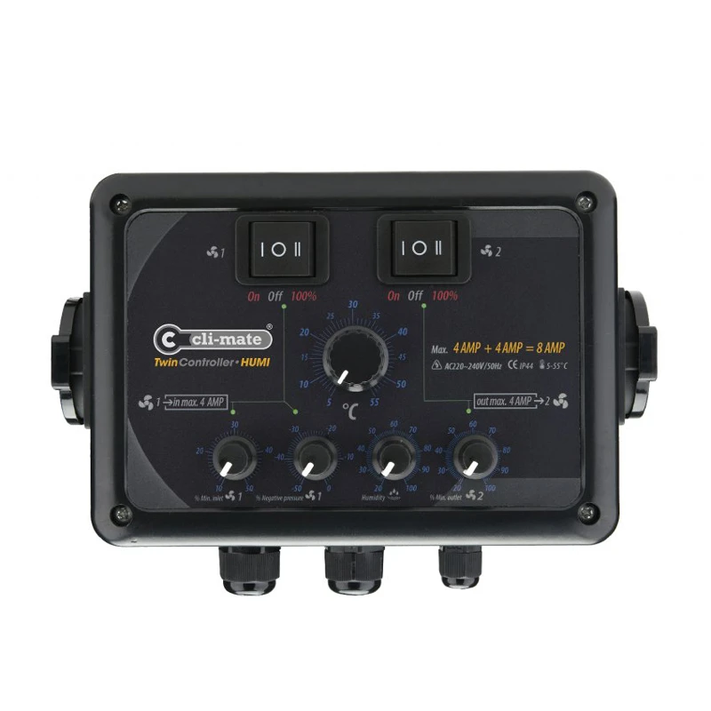 TW4 - CLI-MATE TWIN CONTROLLER TEMPERATURE, MINIMUM SPEED (IN&amp;OUT) AND NEGATIVE PRESSURE 8A (4+4)